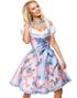 Lys Rosa Dirndl Oktoberfestkjole i Luksuskvalitet med Utformet Blomster på Forkle