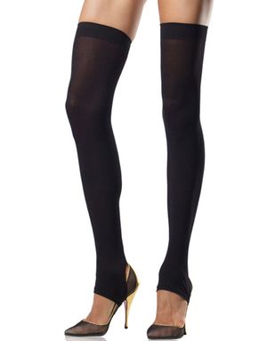 Stirrup Stockings - Svarte Strømper med Kant under Foten