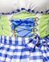 Deluxe Grønn Dirndl-Oktoberfestkjole med Blå Partier