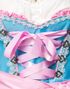 Lys Blå Dirndl Oktoberfestkjole i Luksuskvalitet med Utformet Blomster på Forkle