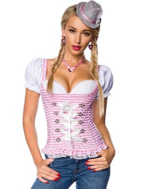 Rosa Dirndl Oktoberfestkorsett med Push-Up