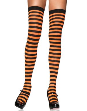 Stripete Svarte og Orange Strømper