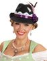 Svart Fedora Oktoberfesthatt med Lilla Bånd, Blomster og Fjær