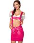 Tettsittende Kort Oktoberfestskjørt i Rosa med Seler og Broderi