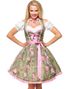 Grønn Dirndl Oktoberfestkjole i Luksuskvalitet med Utformet Blomster på Forkle