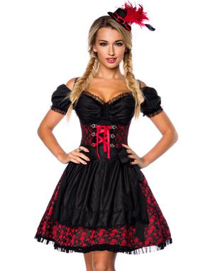 Lekker Svart og Rød Luksus Oktoberfestkjole