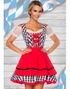 Rutete Svart og Hvit Dirndl Oktoberfestkostyme med Røde Partier