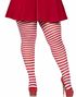 Stripete Hvit og Rød Strømpebukse - Plus Size