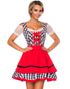 Rutete Svart og Hvit Dirndl Oktoberfestkostyme med Røde Partier