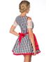 Rutete Svart og Hvit Dirndl Oktoberfestkostyme med Røde Partier