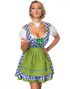 Rutete Blått og Hvitt Tradisjonelt Oktoberfest Kostyme med Grønne Partier