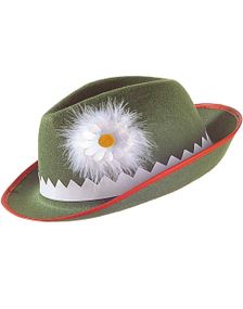 Grønn Oktoberfesthatt med Blomst og Kanter