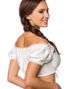 Hvit Off-Shoulder Oktoberfest Bluse med Snøring