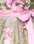 Grønn Dirndl Oktoberfestkjole i Luksuskvalitet med Utformet Blomster på Forkle