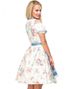 Hvit Luksus Oktoberfestkjole med Blomstermotiv