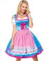 Blå Oktoberfest Dirndl Korsettkjole i Luksuskvalitet med Forkle